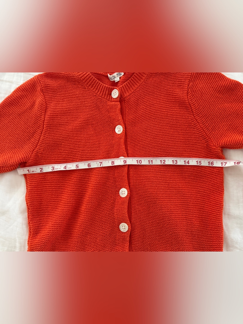 Alex Mill Elle Short-Sleeve Button Cardigan Tomato - Picture 8 of 10